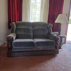 Vintage Blue Love Seat And Chair