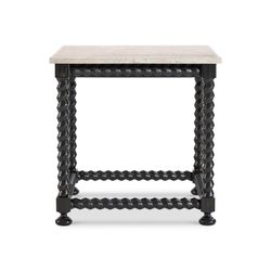 Cordova White/Beige Marble Side Table