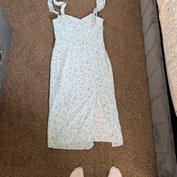 Sundress Blue Floral Thin Dress 