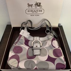 Brand New Coach F17406 Scarf Print Hobo Bag