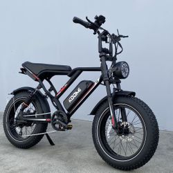 Brand new in box, e-bike 750w 48v 17.5ah, top speed 28 mph. Full suspension, with chain lock, phone holder, foot pegs,  electric bike 