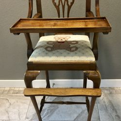 Vintage Madison Square Chippendale Style Solid Mahogany High Chair