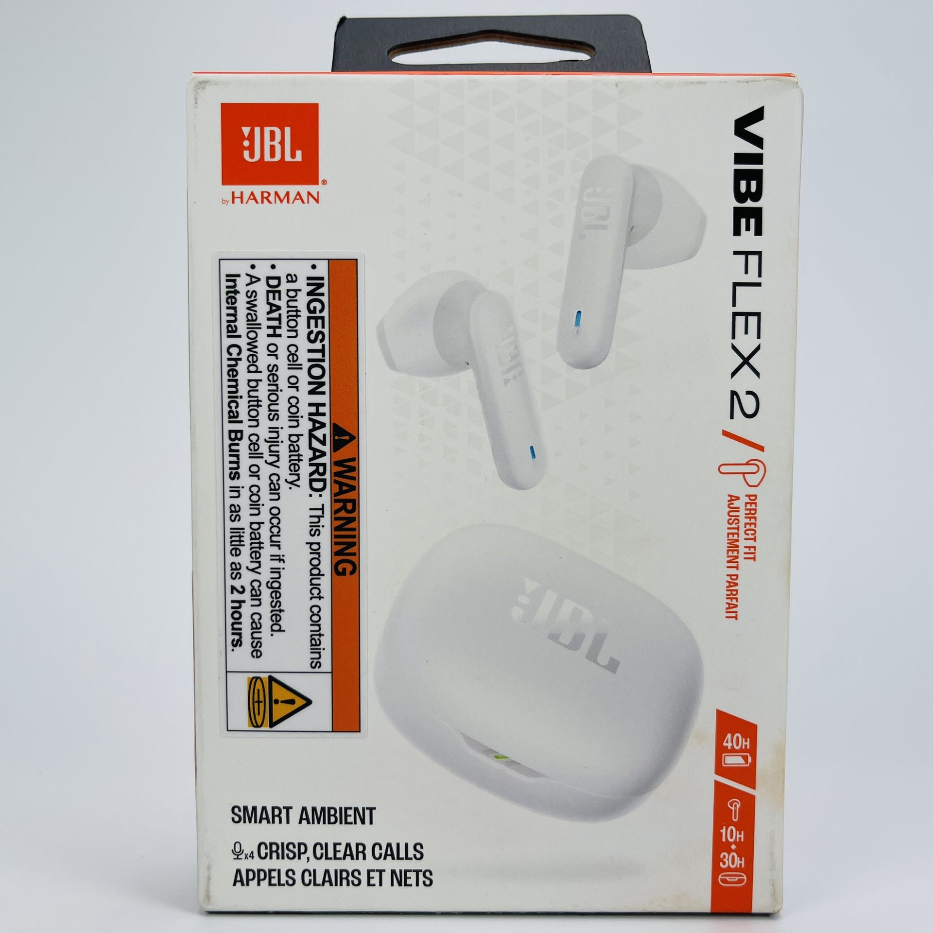 NEW JBL Harman Vibe Flex 2 White Earbuds W/ Case / Sealed / Authentic Bluetooth