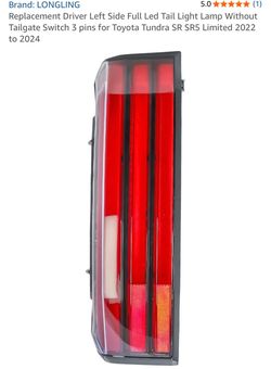 Toyota Tundra 2022-2024 Left LED Tail Light