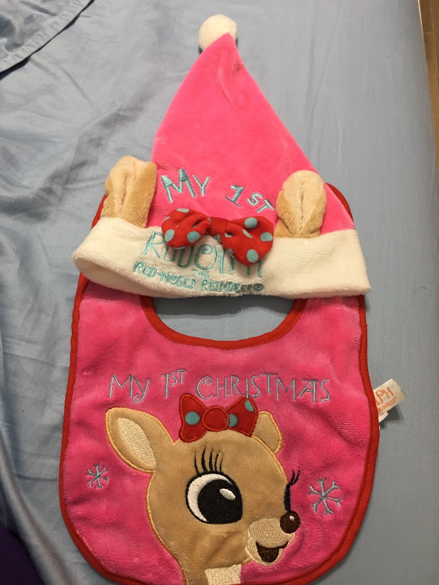 Rudolph My 1st Christmas Baby Bib & Hat