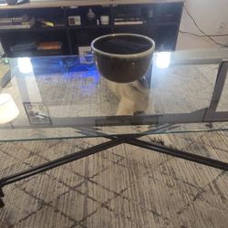 Glass coffee table and matching ends