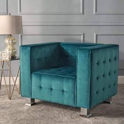 Christopher Knight Home Boden Tufted Dark Teal Velvet Armchair