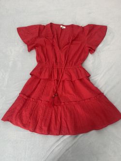 Red Summer Cotton Dress With Tassels