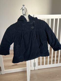 Blue Corduroy Warm Jacket With Hoody - 6-12 Months 