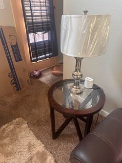 Living room set with end tables and lamps