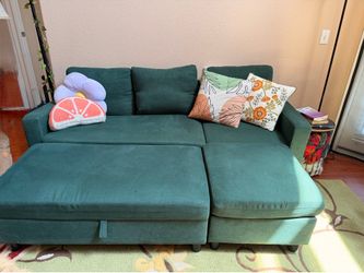 Dark Green Sleeper Sofa with Storage Ottoman need gone ASAP