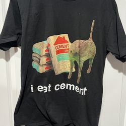 I Eat Cement Cursed Cat Funny Meme T Shirt for Men Women Fashion Casual medium 