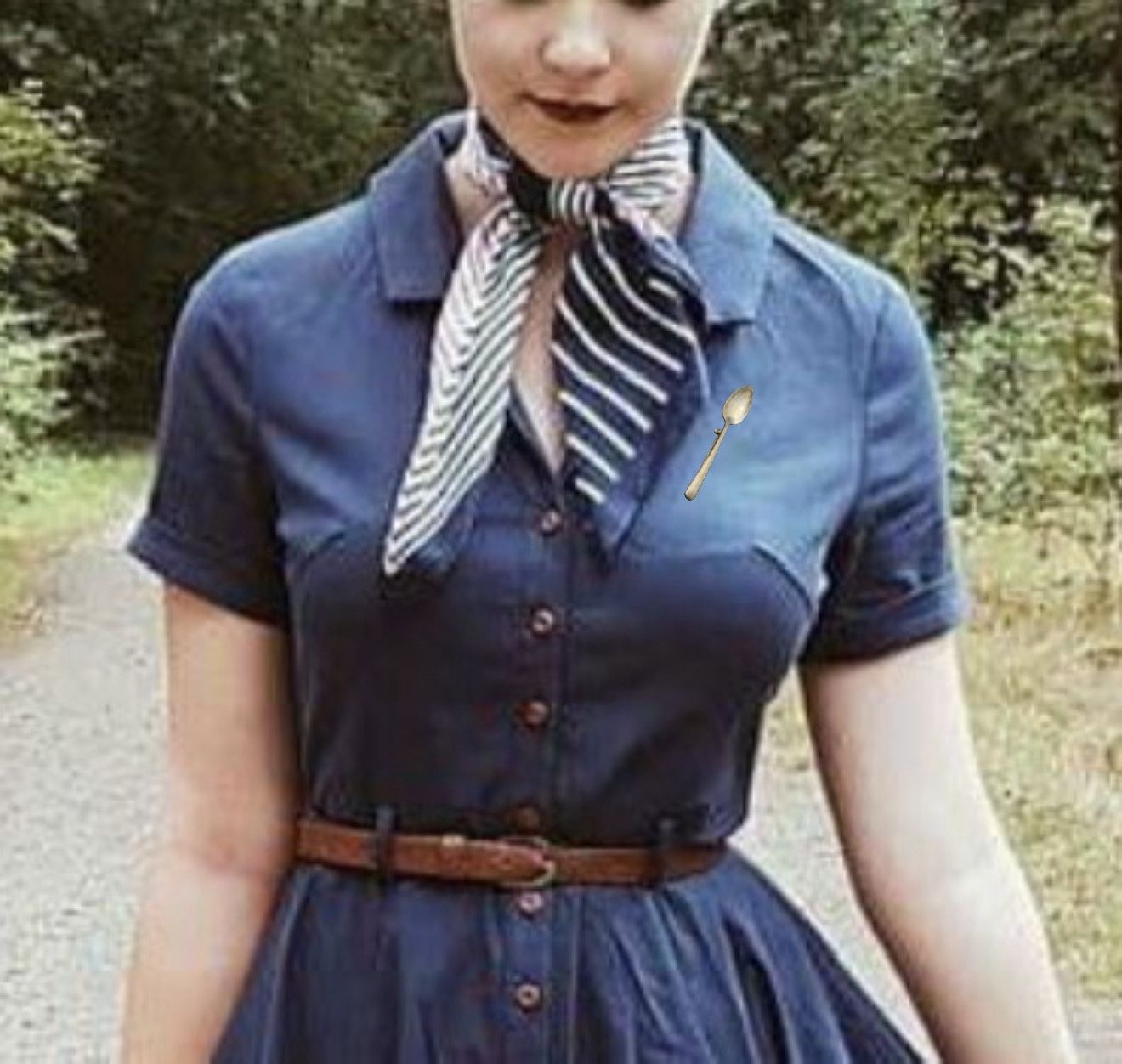 Towle USA Vintage 1950s Silver-Tone Ornate Spoon Figural Brooch, 0.5x2.5”