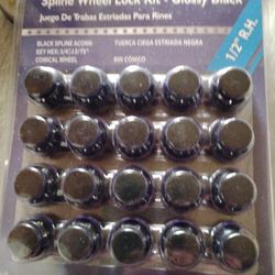 SPLINE WHEEL LOCK KIT GLOSSY BLACK 1/2" R H.