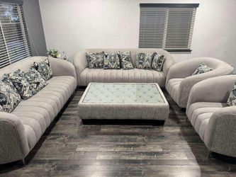 Gray velvet livingroom furniture sets available same day no credit needed‼️‼️