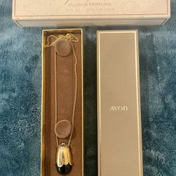 Unused! Vintage Avon Elusive Perfume, Eggplant Pendant Necklace