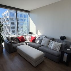 Light Gray Fabric 4 piece Modular Sofa