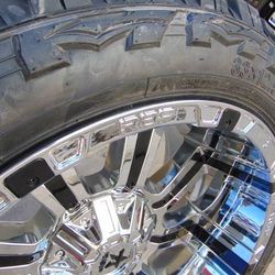 4 New 2X12 Chrome RBP Rims LT 33 12.50 22 RDR Tires 6 Lug Chevy Ford -44MM Offset

