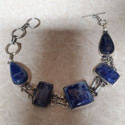 Silver Bracelet With Blue Sodalite Stones