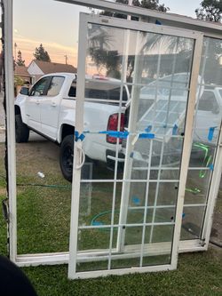 White French Door Panel with Glass Panes    79 1/2” by 72 1/2”