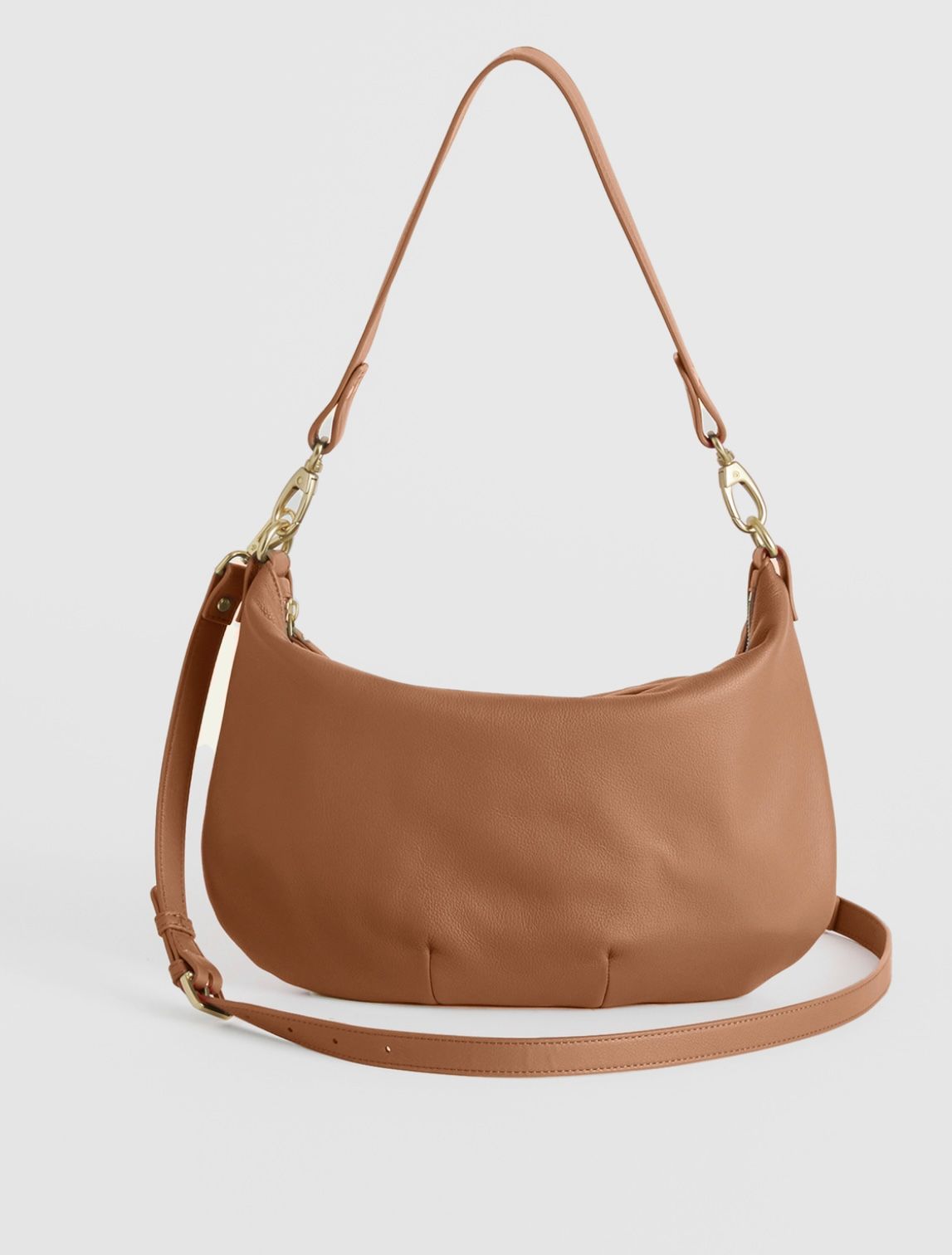 New Quince Italian Leather Convertible Crescent Shoulder Bag 11x15x1” Cognac$150