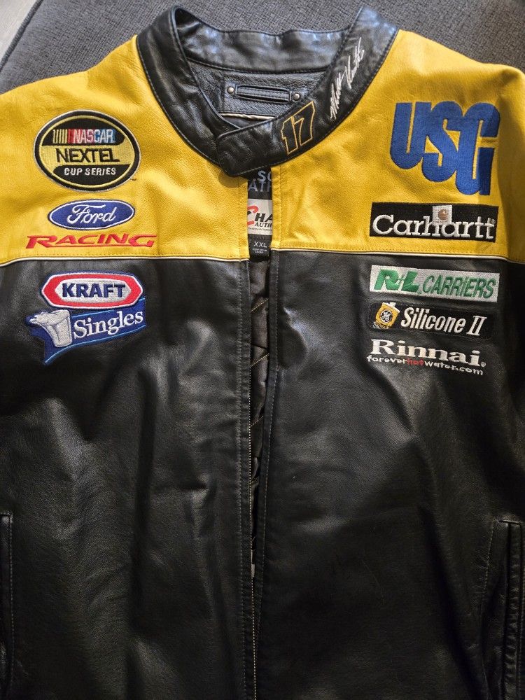 Matt Kensith Dewalt Ford NASCAR WILSONS LEATHER JACKET!