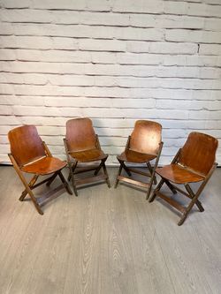Vintage Wood Folding Chairs 4pc