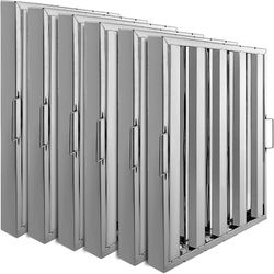 VEVOR Pack of 6 Hood Filters 19.5W x 24.5H Inch, 430 Stainless 4 Grooves Commercial Hood Filters