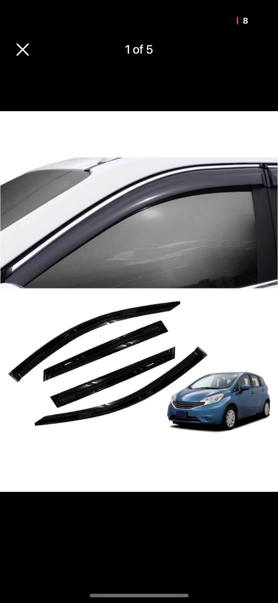 4 Pieces Tape-on Extra Durable Rain Guards Fit for 2014-2019 Nissan Note/Versa Note Hatchback,Window