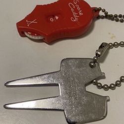 Vintage Crucible Steel Golf Cleat Tightener Cleaner Divot Repair Tool, Score Counter, and New Tees