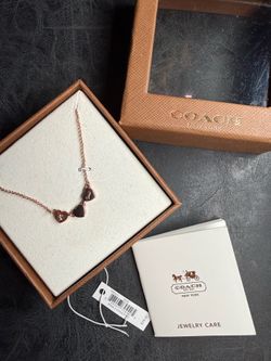 Coach Rose Gold toned 3 heart Necklace
