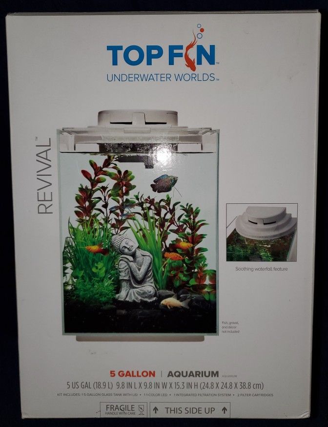 5 Gallon Top Fin Aquarium w/ 16 filters, Used