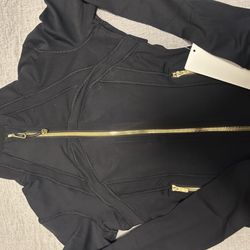 1 Of 1 High Quality Gold Zip Lululemon Crop 