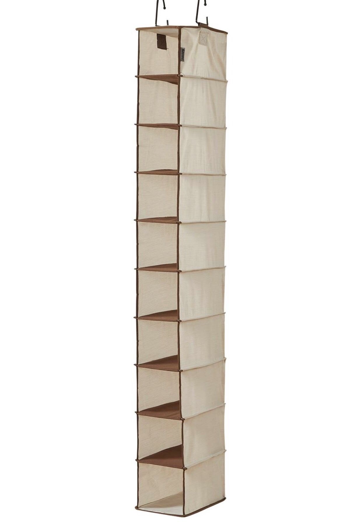 WANNAKEEP 10 Shelf Hanging Shoe Organizer, Shoe Holder for Closet, 10 Mesh Pockets for Accessories, Breathable Polyester and Cotton, 5.5x11x54 inches
