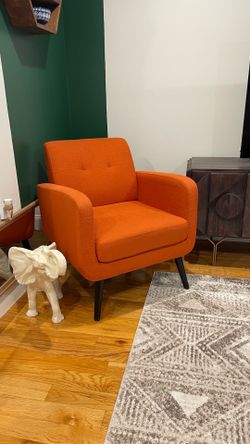 Porthos Home Ezio Accent Chair — Bright Orange, Tufted Fabric, Like New
