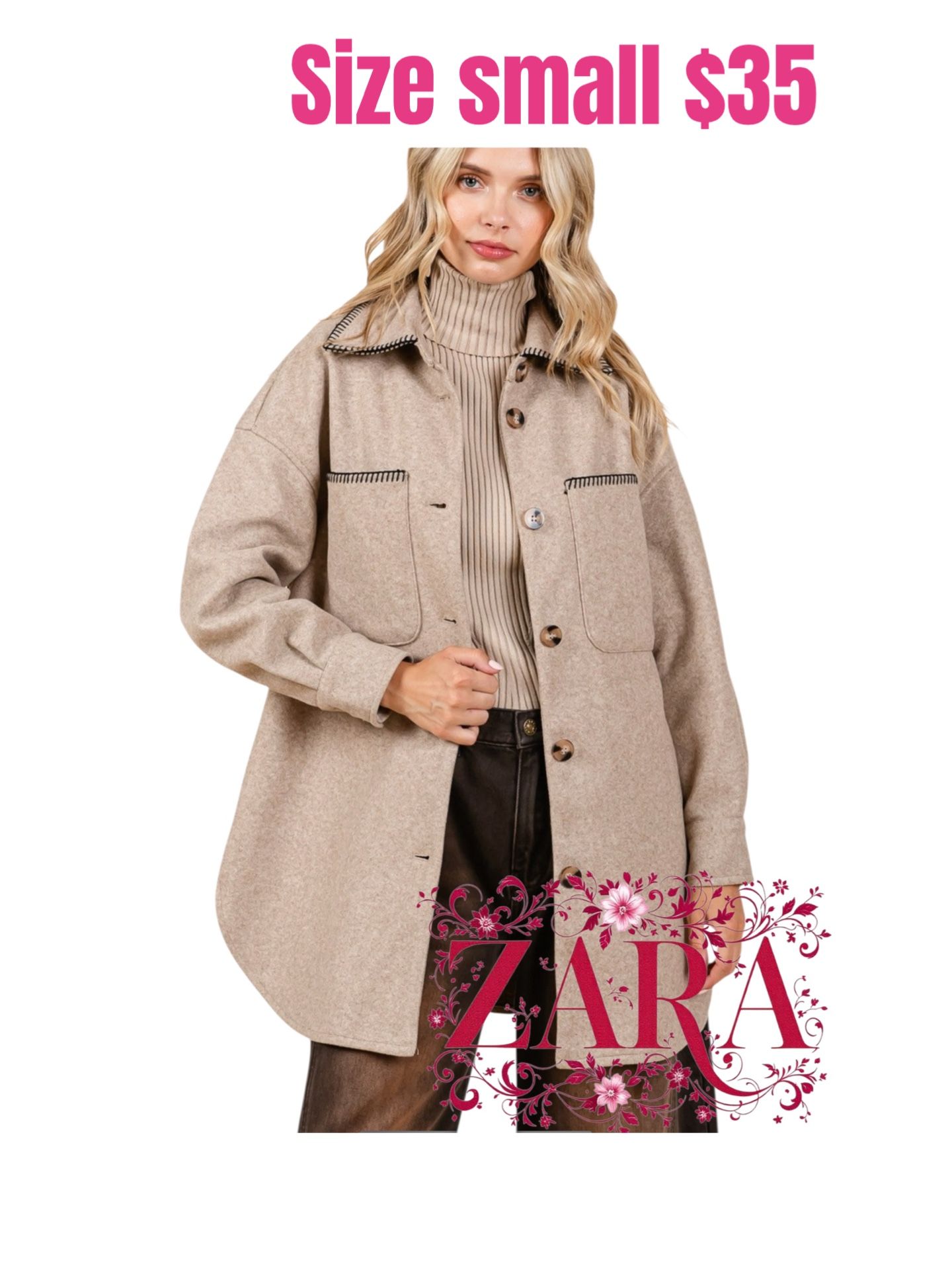 Oversized Fleece Long Body Jacket Zara Size Small Like A New 💖