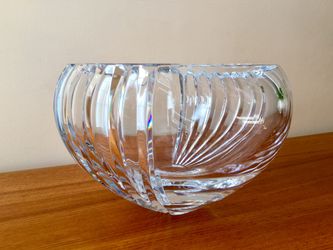 🎄🎁 LEAD CRYSTAL CENTER PIECE BOWL 8” PARALLELS CY 693 - 270 SLOVENIA 🇸🇮