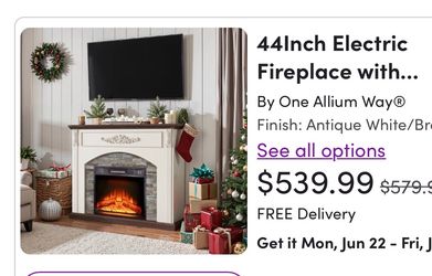 Electric Fireplace with changing color flames and mantle
