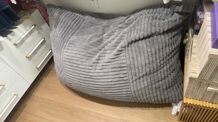 Large Gray Faux Fur Bean Bag