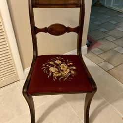 1930’s American Depression Duncan Phyfe Mahogany Chair With Needlepoint Seat