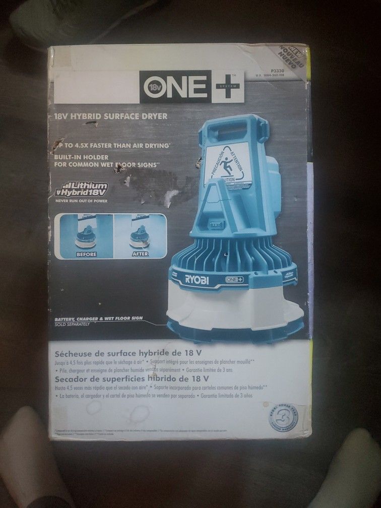 NEW RYOBI ONE + 18v Hybrid Surface Dryer P3330
