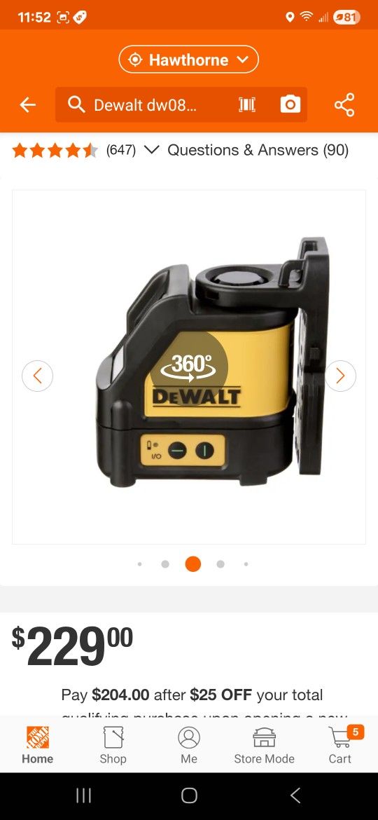 Dewalt 100ft. Green Cross Line Laser Level New (Price Is Firm)