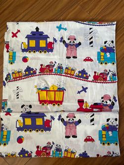 Vintage Kids Train Print Cotton Fabric