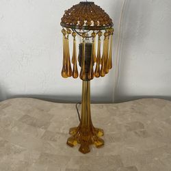 Vintage Glass Amber Table Lamp