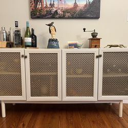Sideboard Media Console With Gold Trellis Detail 