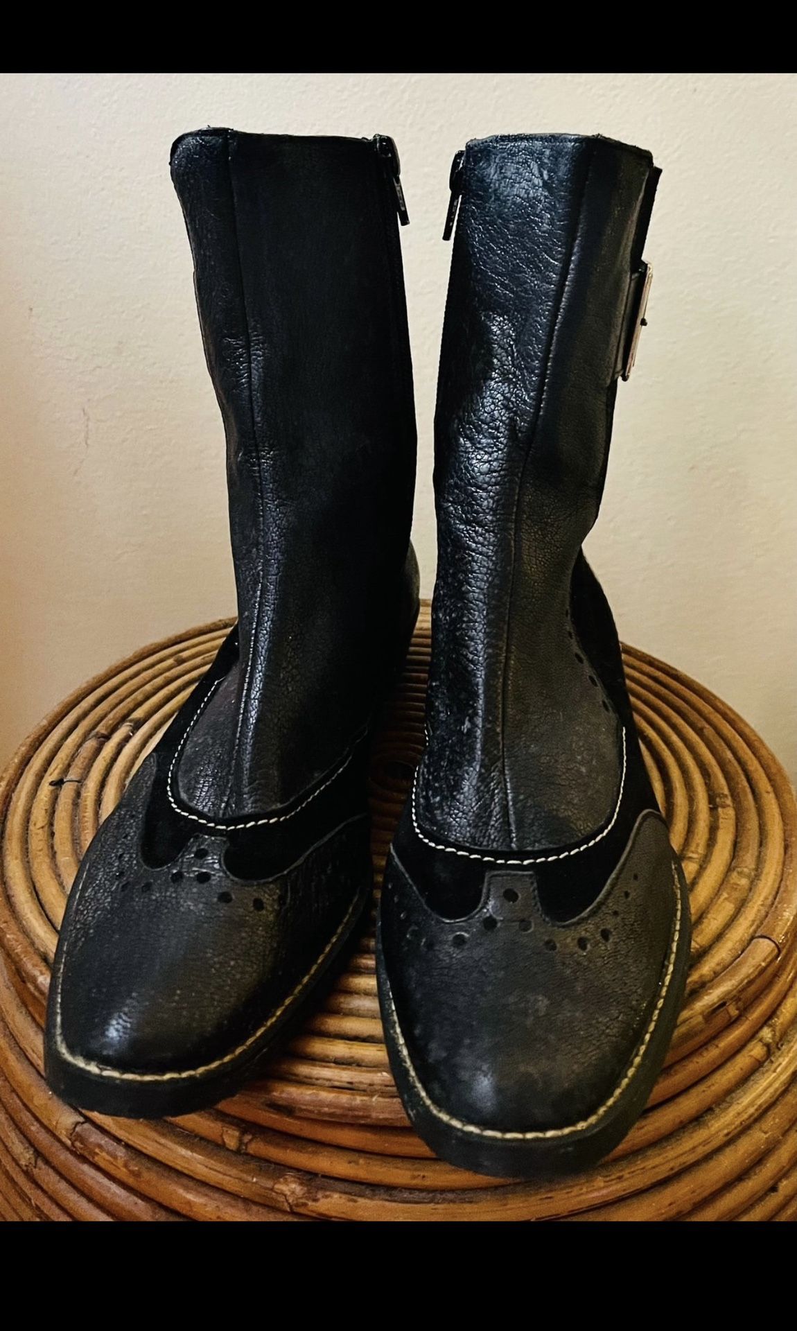 Anthropologie Black Leather Boots