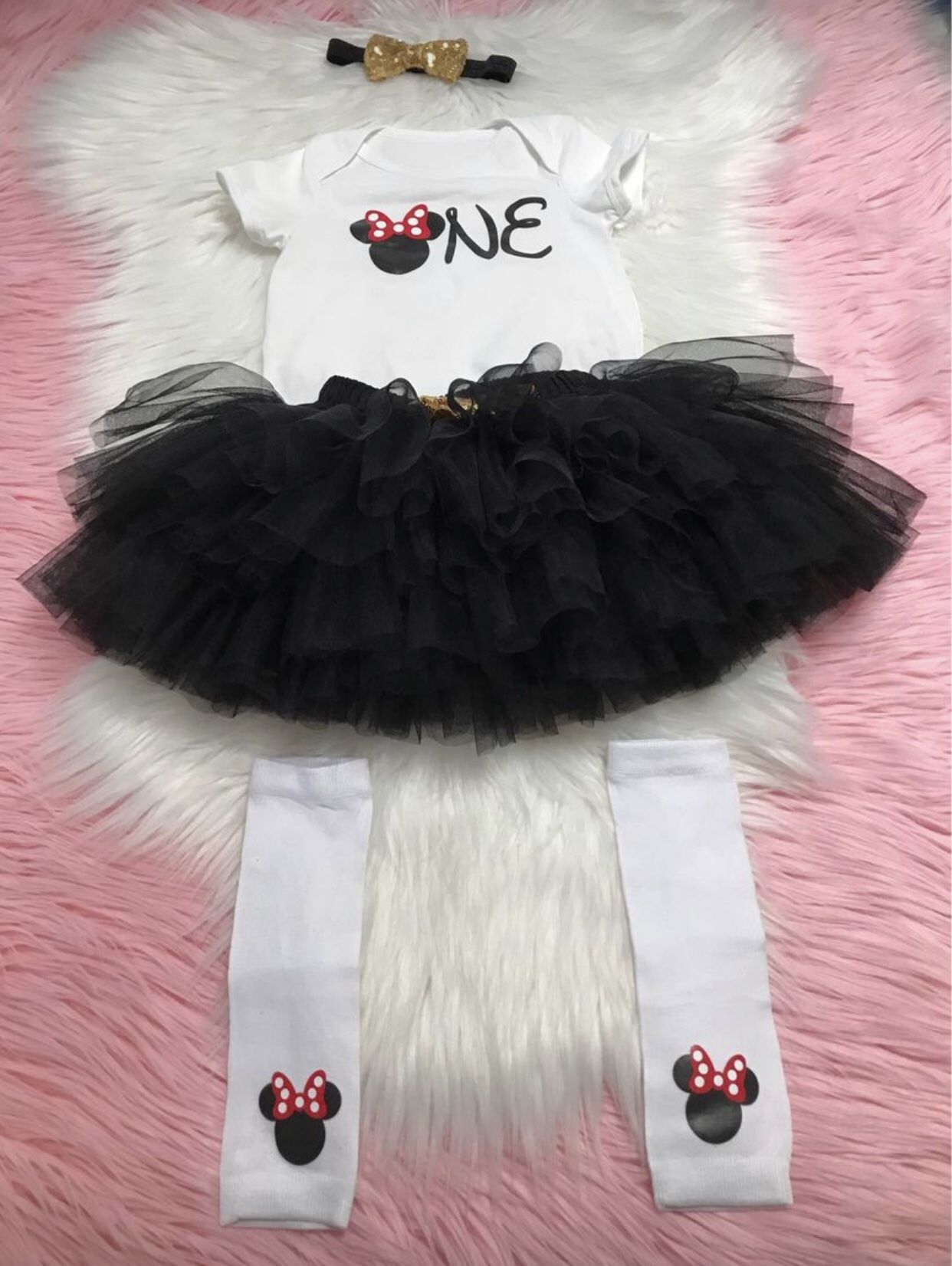 Minnie Mouse baby girl 1St Birthday Outfit 4Pcs size 12-18 Months