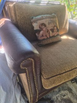Mayo leather armchair and ottoman