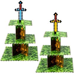 Two Minecraft Cupcake Stands