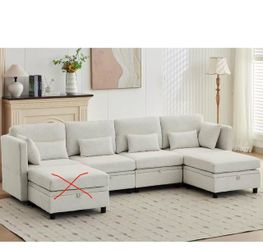 112" Modular Sectional Sofa with Storage, Sectional Couches for Living Room, Convertible Modular Sofa with Ottomans, U Shaped Comfy Couch with Chaise,